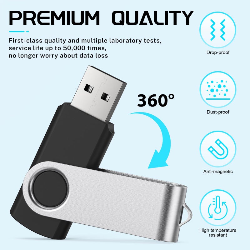 FEBNISCTE Memory Stick 1GB USB Flash Drive Bulk 10 Pack - Bulk 1 GB USB 2.0 Stick Pendrive Multi-Coloured Thumb Drive - Swivel USB-Key Value Data Storage Jump Drive with 10pcs Ropes - Image 4